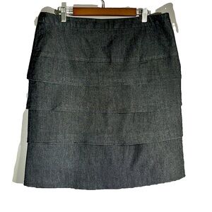 Sandro Woman Black Jean Stretch A-line Tiered Skirt Size 16W